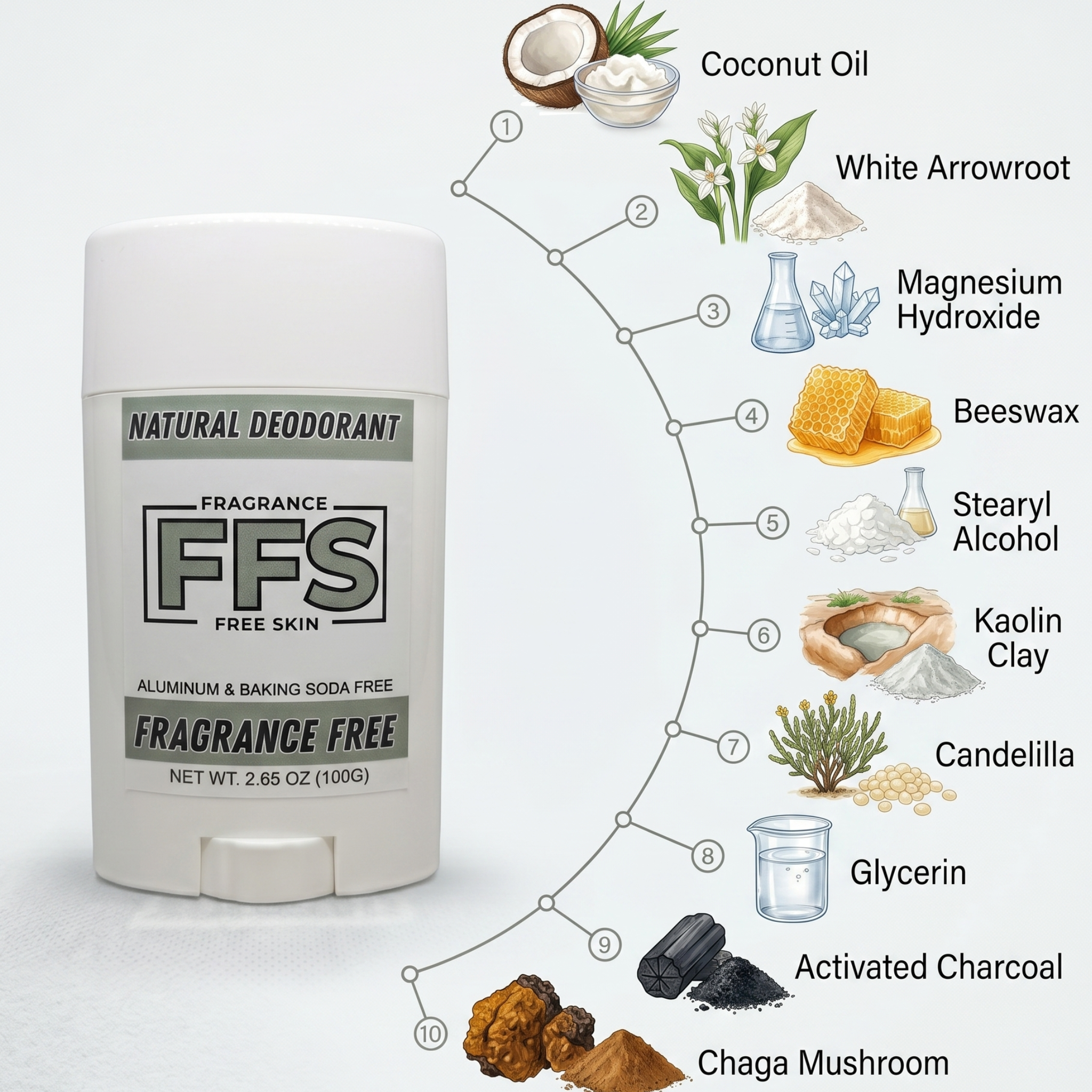 Flagship FFS fragrance-free deodorant packaging