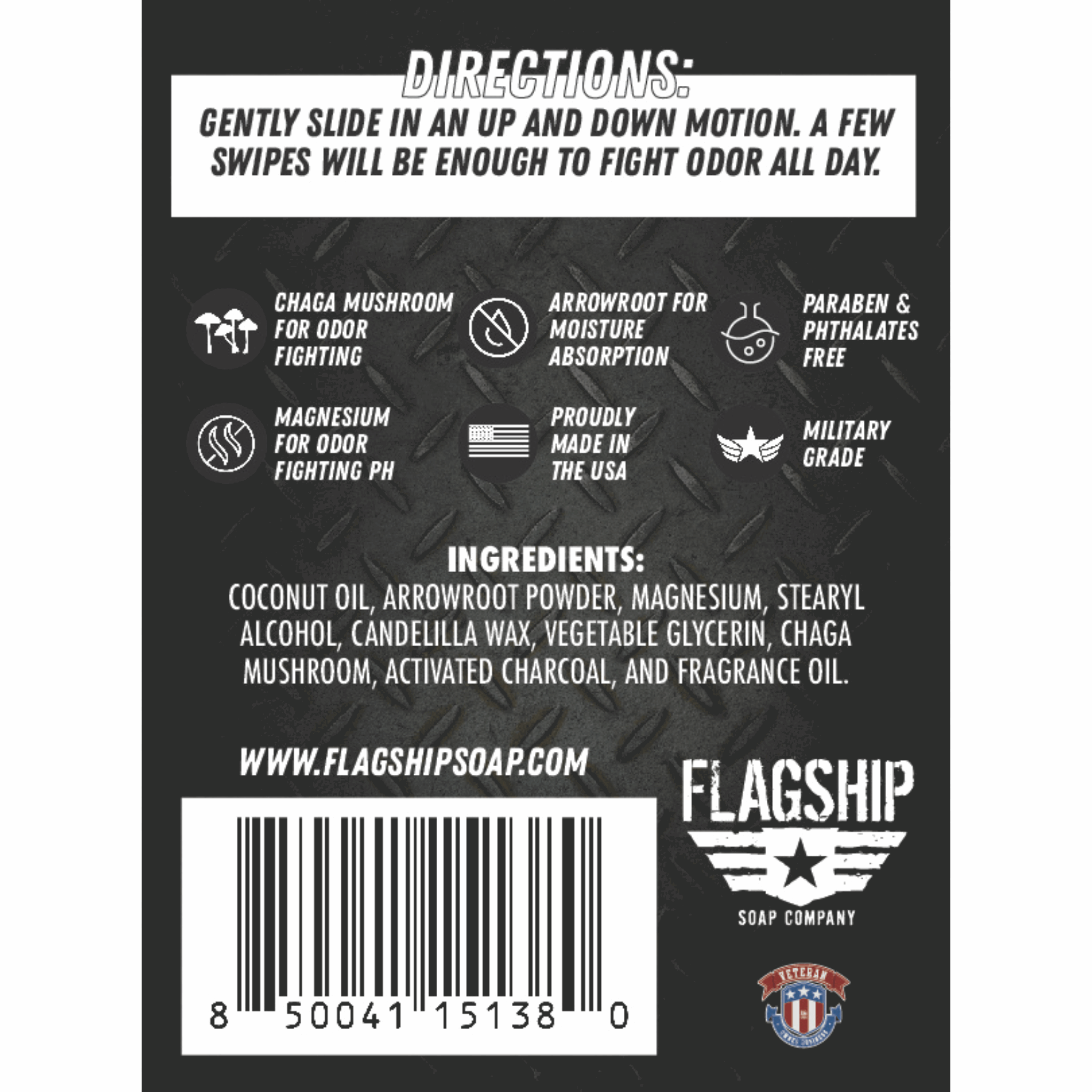 Back Label: Ingredients and product benefits of Bad Decisions Deodorant.