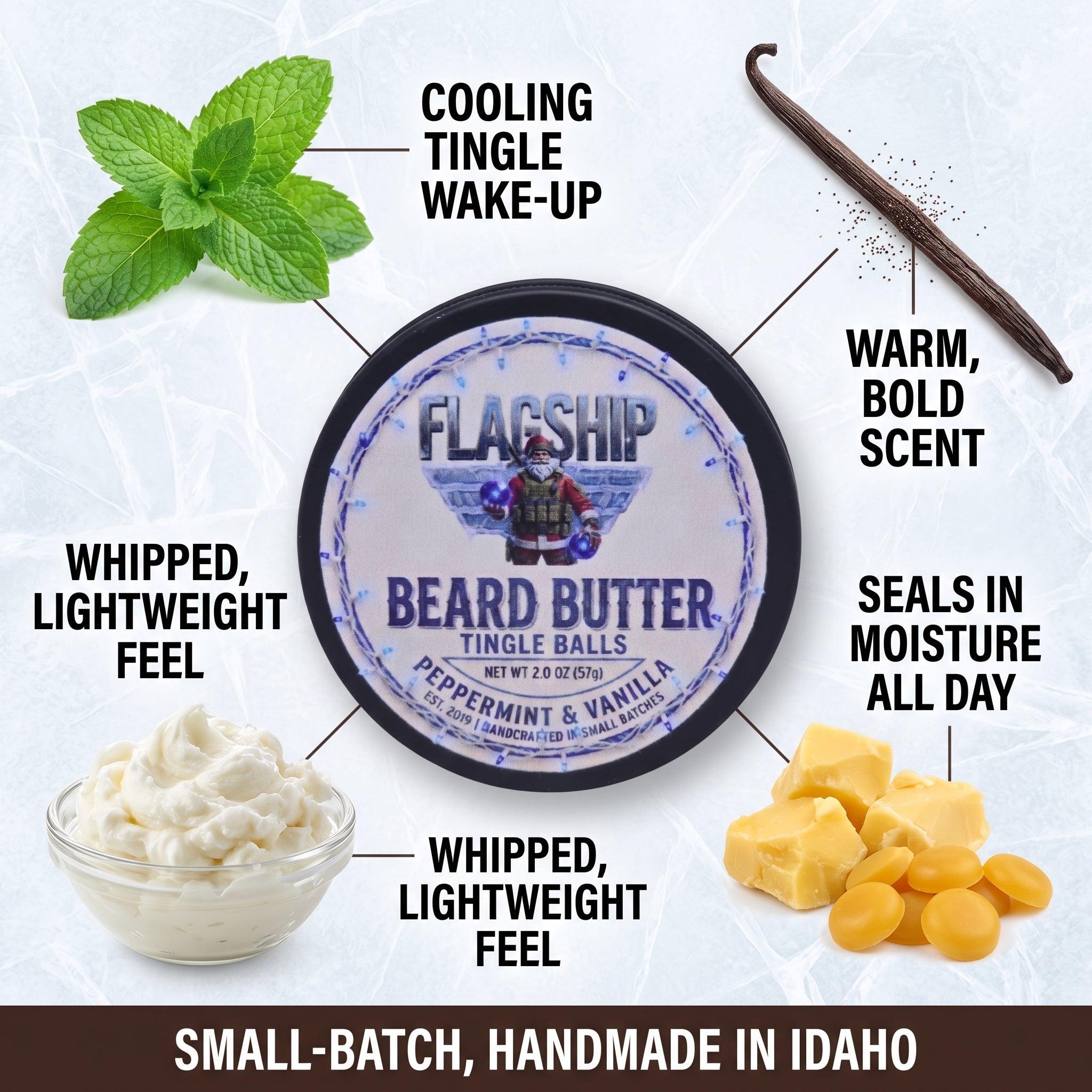 Tingle Balls Peppermint and Vanilla Beard Butter | 2 oz Natural Butter