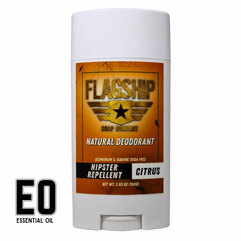 Main Image (Watermarked): Hipster Repellent Citrus Natural Deodorant with modern branding.