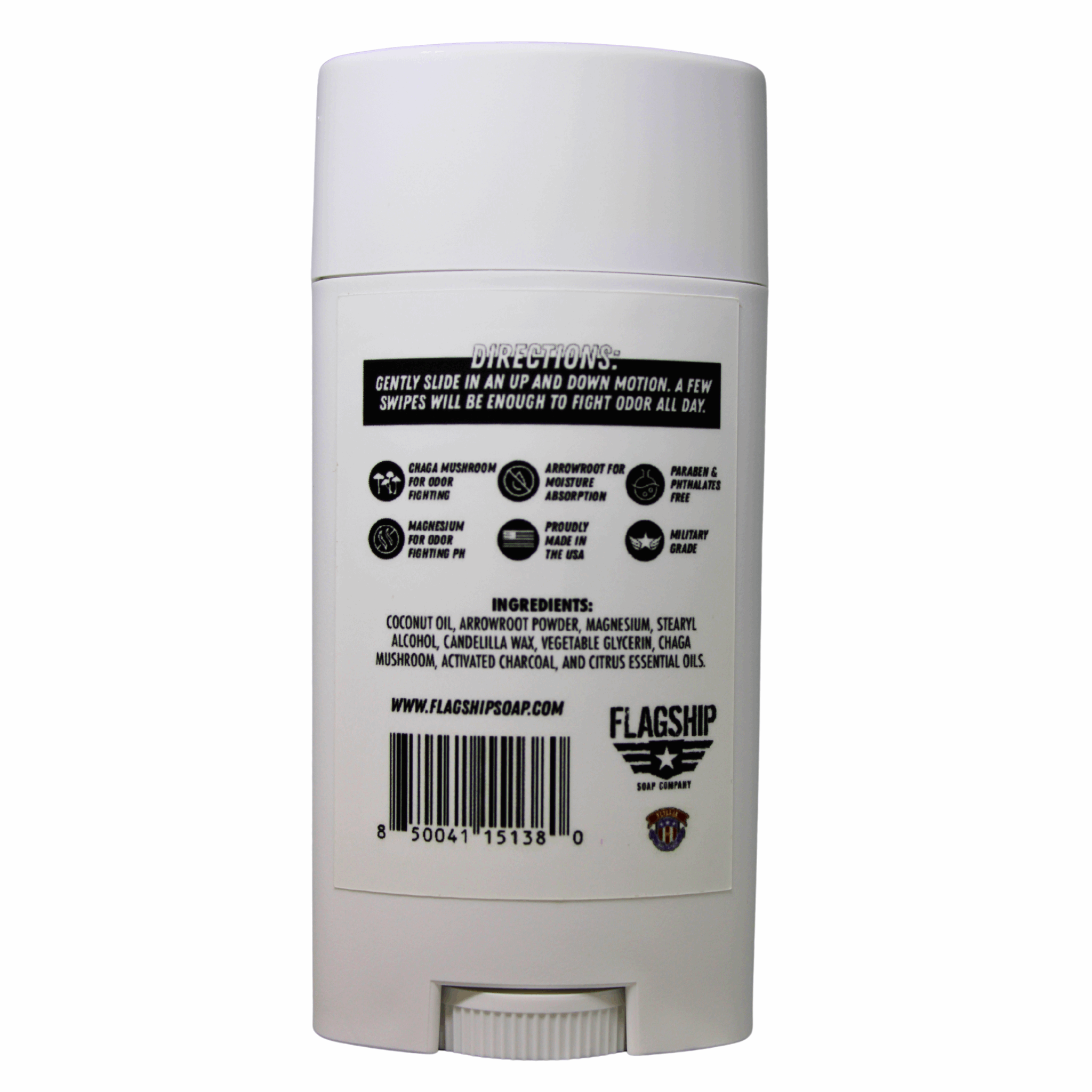 Back Label: Ingredients and benefits of Hipster Repellent Natural Deodorant.