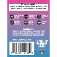 Back Label: Ingredients and key benefits of NARC Natural Deodorant.