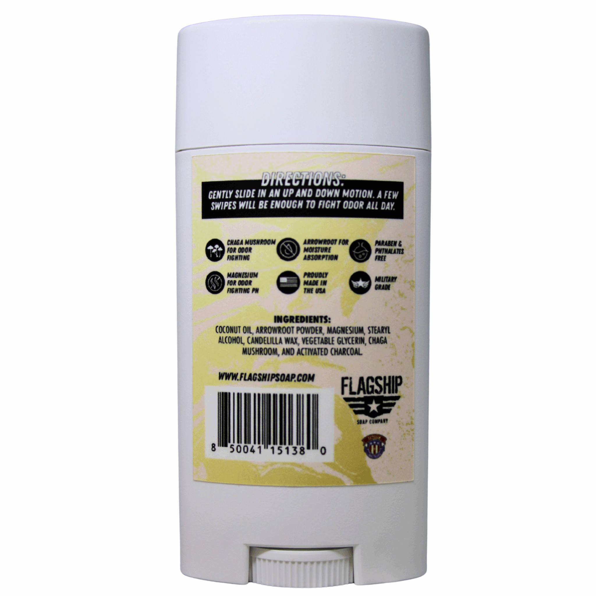 Back Label: Ingredient list and benefits of Plain Jane Natural Deodorant.