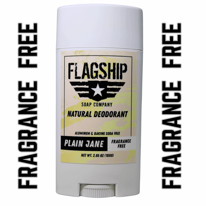 Main Image (Watermarked): Plain Jane Fragrance-Free Deodorant with clean and neutral branding.