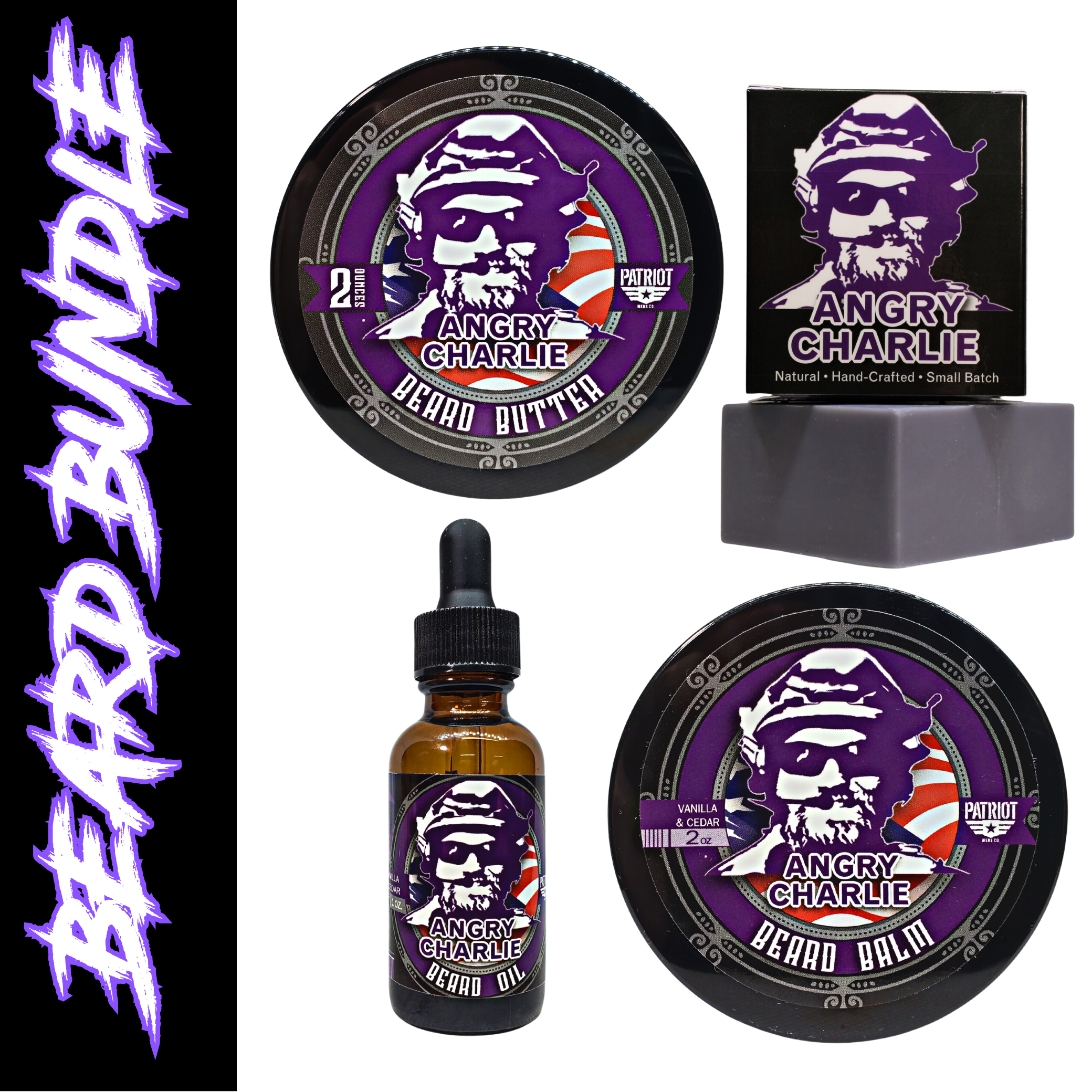 Angry Charlie Beard Bundle Balm/Butter/Oil/Natural Soap - Patriot And Company