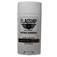 Front Label: Whiskey Girl Women's Natural Deodorant in a sophisticated, earthy design.