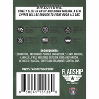 Back Label: Ingredients and key features of Zero Dark 30 Deodorant.