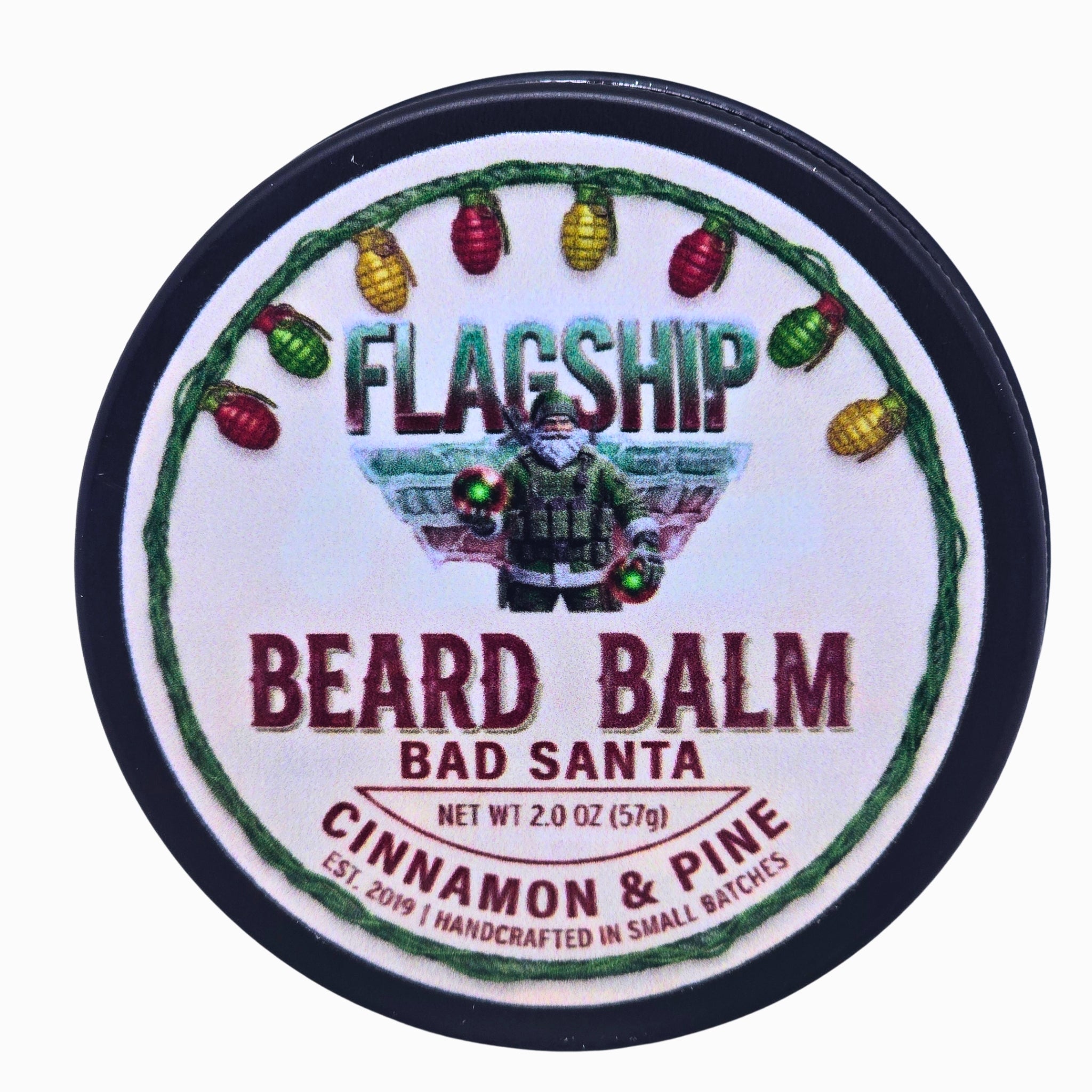 Flagship Bad Santa 2oz Beard Balm tin, Christmas gift for men