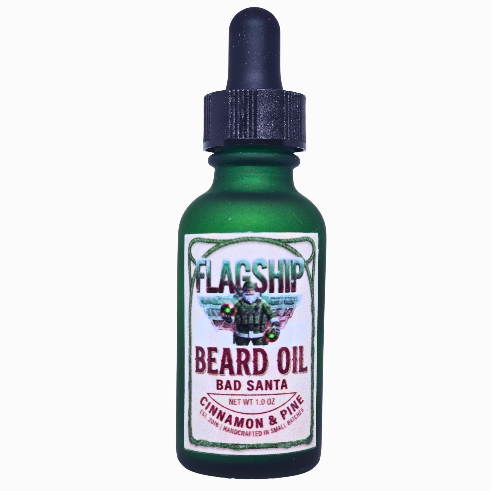 Flagship Bad Santa 1oz Natural Beard Oil bottle, Christmas gift for men