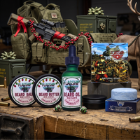 Bad Santa Christmas Beard Gift Set - full collection lifestyle photo, alternate angle