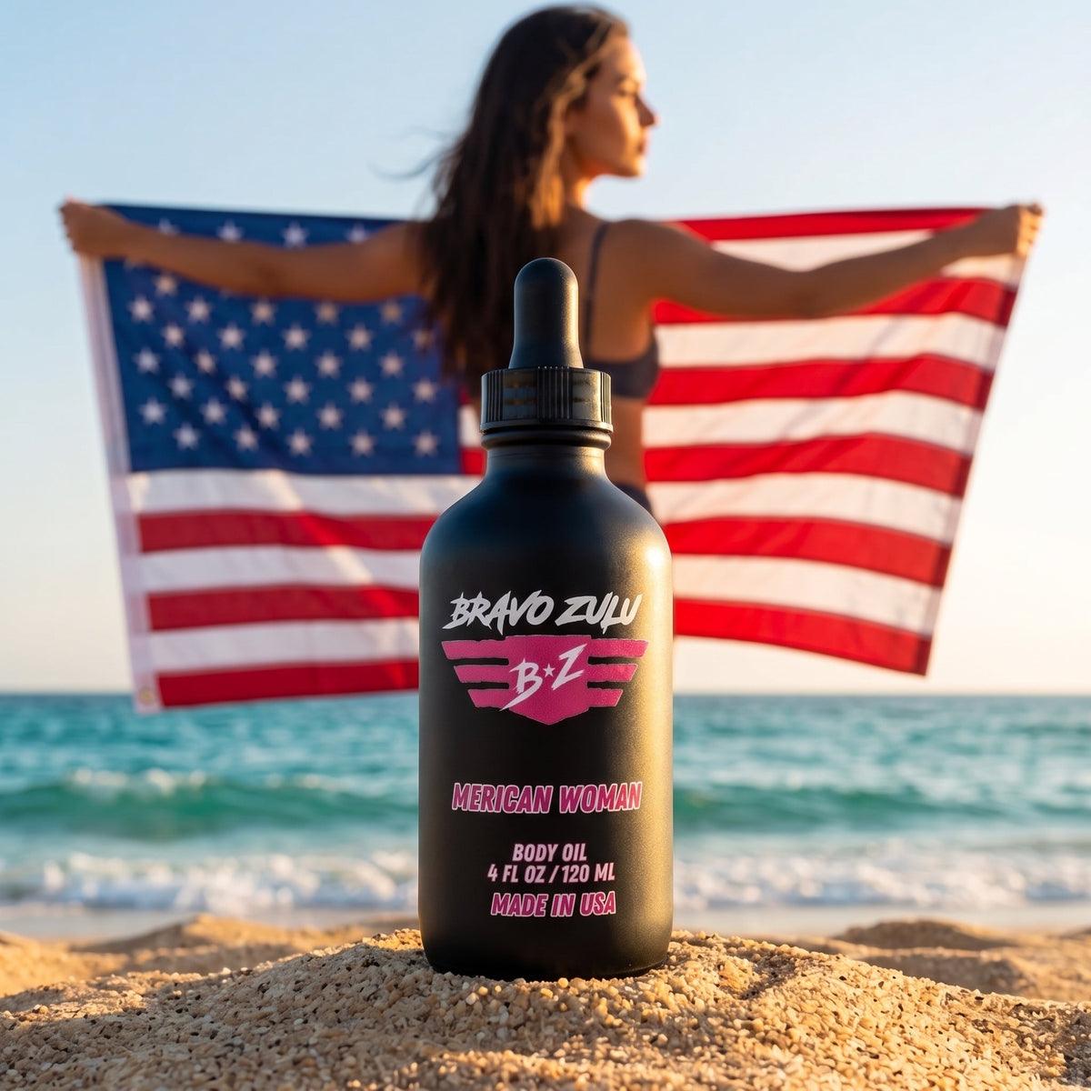 Bravo Zulu MERICAN WOMAN Body Oil bottle
