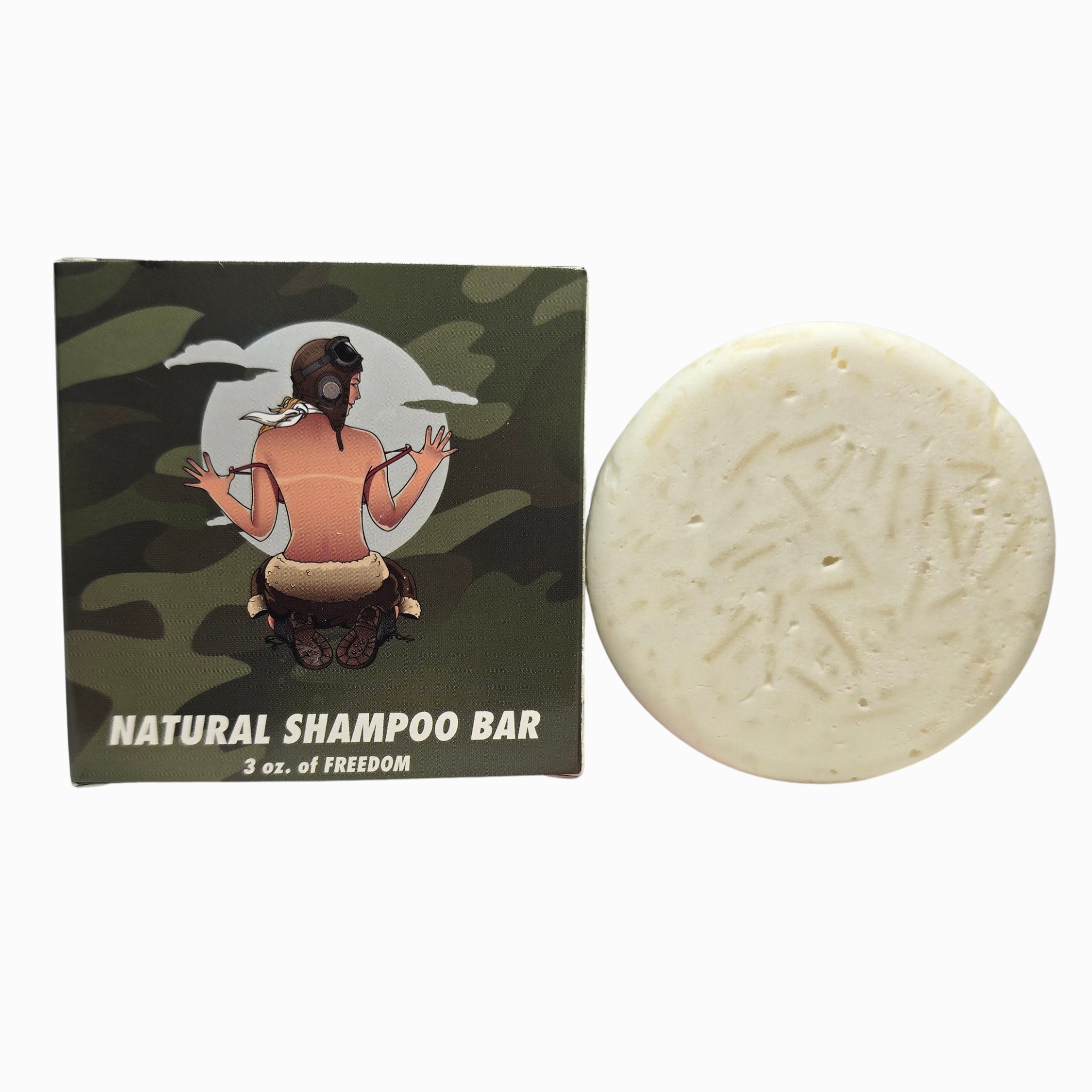 Flagship Plain Jane natural beard wash puck packaging beside fragrance-free puck