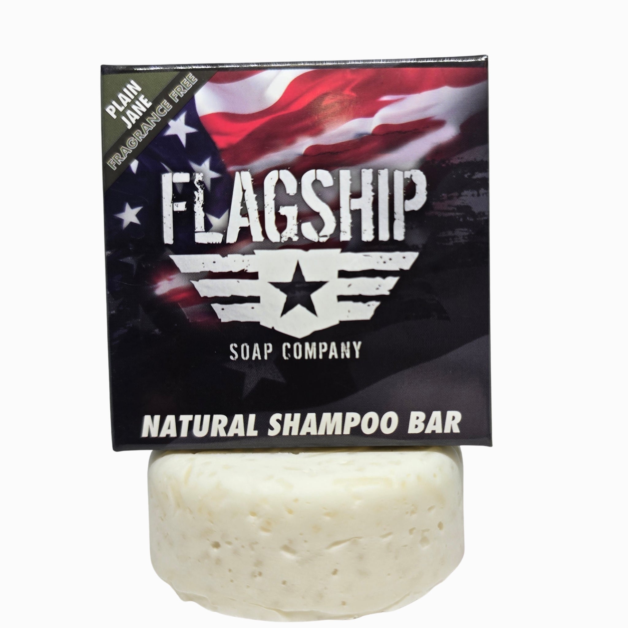 Plain Jane fragrance-free beard wash puck, veteran-owned natural 3 oz puck with box