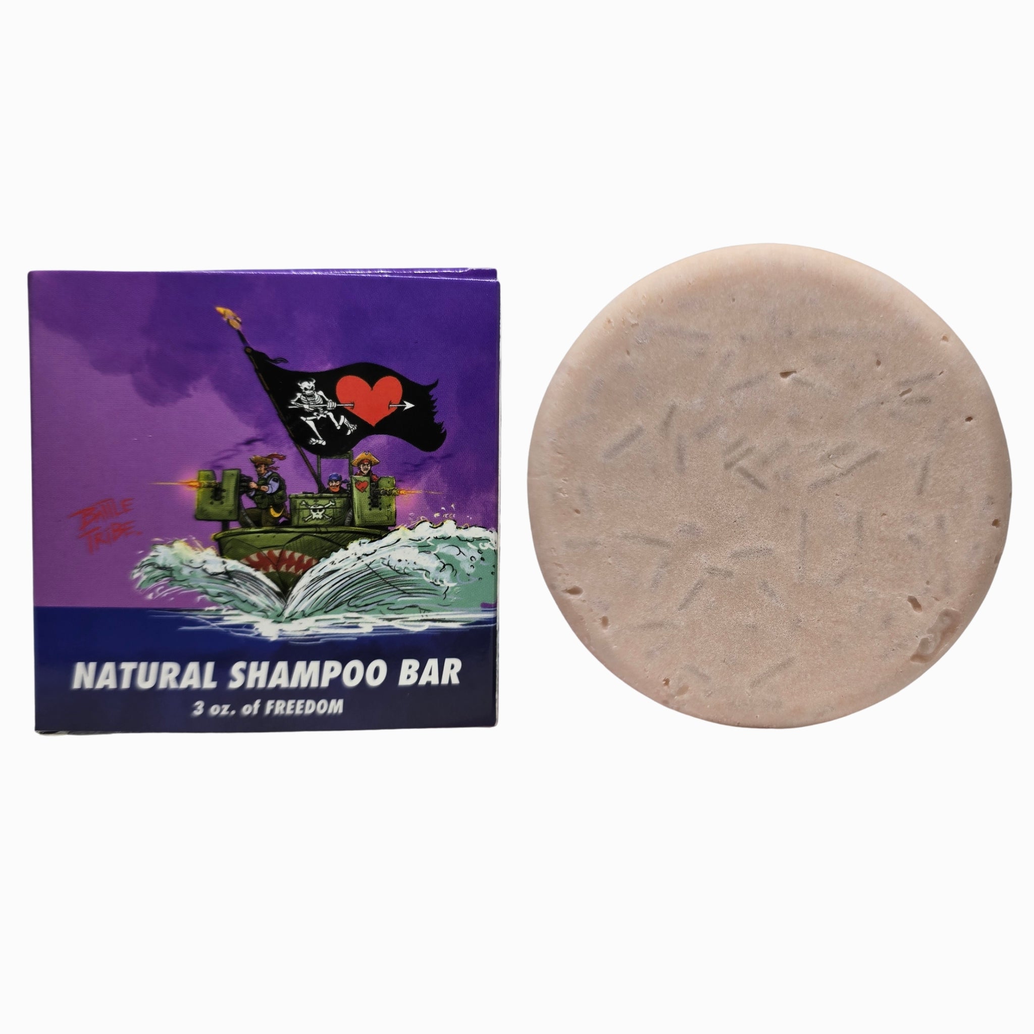 Flagship Smooth Operator lavender and lemongrass beard wash puck box next to 3 oz puck