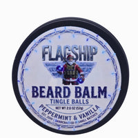 Flagship Tingle Balls Peppermint & Vanilla Beard Balm tin, front view