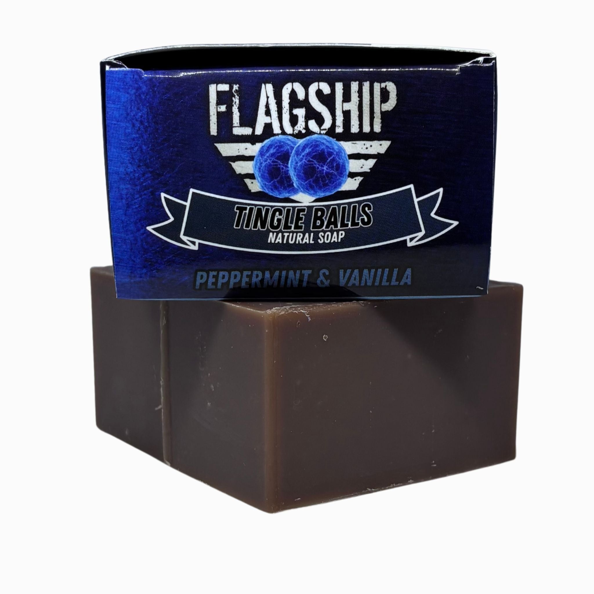 Tingle Balls Peppermint & Vanilla Soap box and bar - Flagship Soap Company
