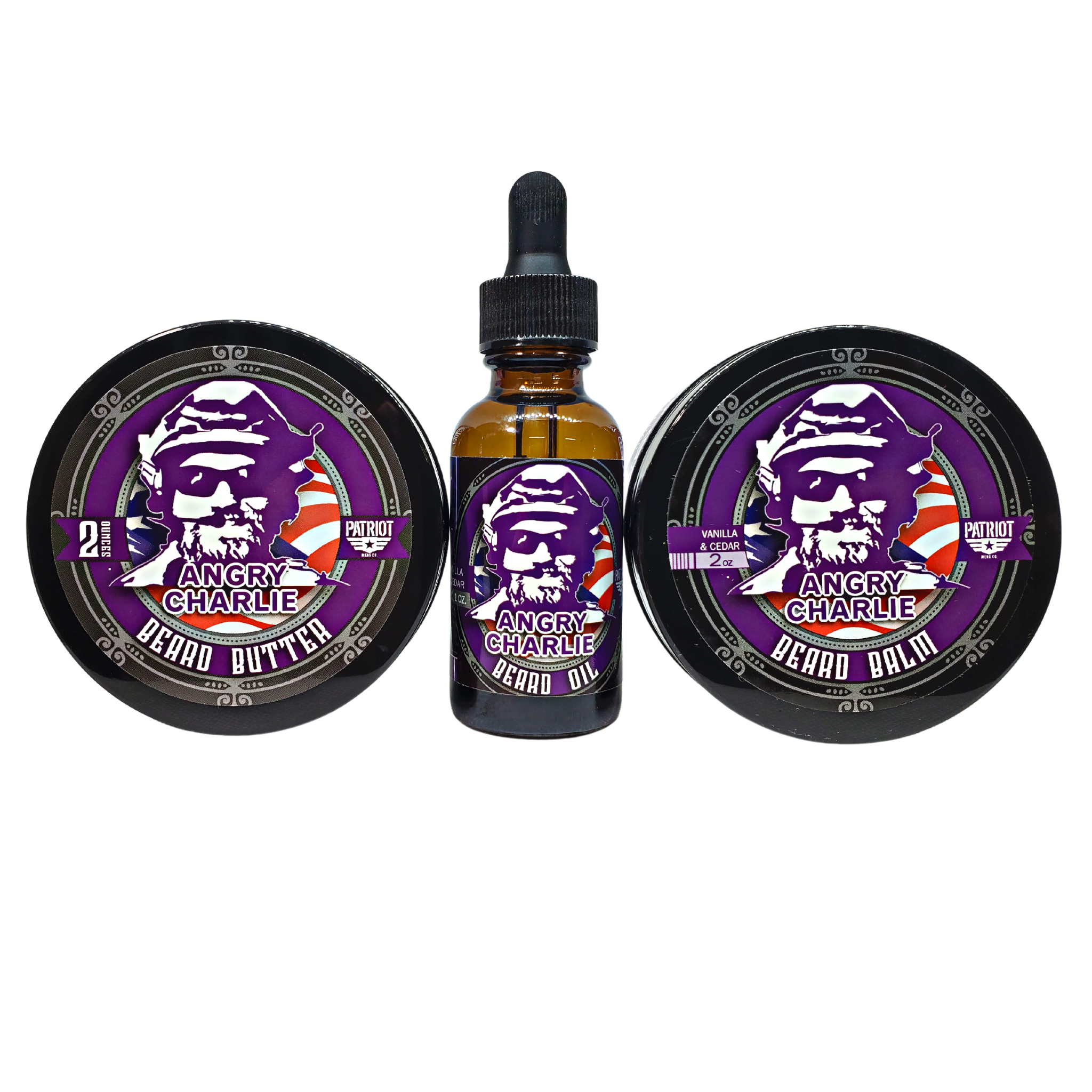 ANGRY CHARLIE BEARD BUNDLE BALM/BUTTER/OIL - Patriot Mens Company
