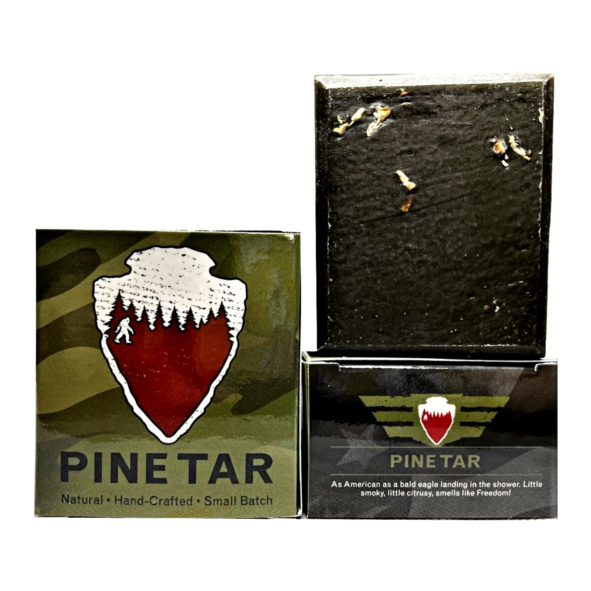 Pine Tar natural men's soap by Patriot and Company.  With 100% Pine Tar and Activated Charcoal. 